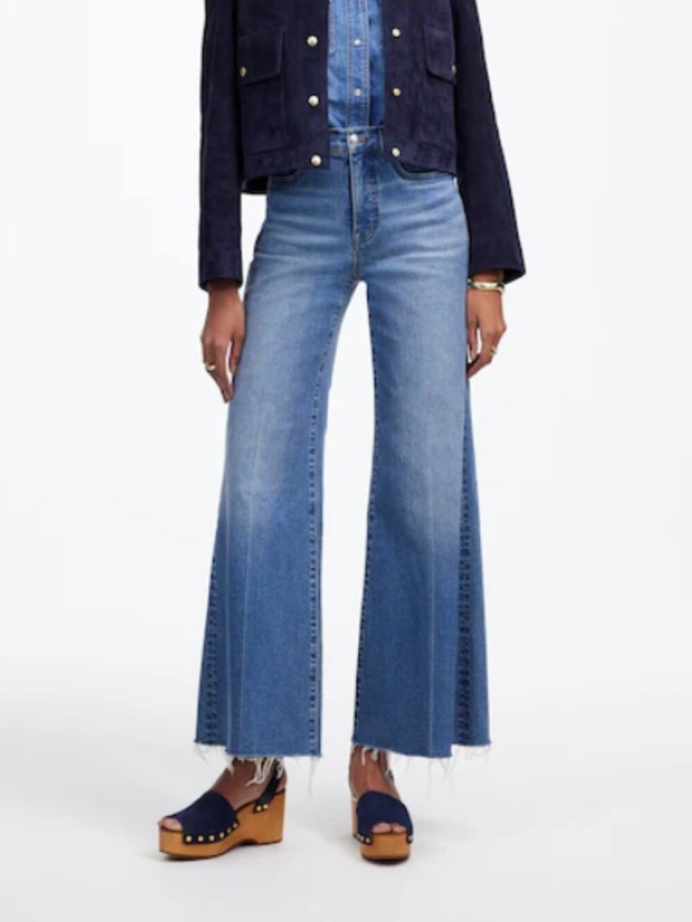 Madewell Flared Wide Leg Crop Womens Jeans Blue 28
